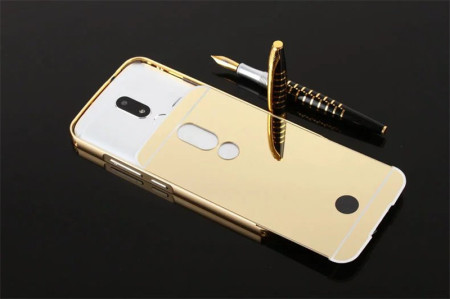 Добави още лукс Бъмпъри за телефони Луксозен алуминиев бъмпър с твърд огледален златист гръб за Lenovo Moto M Dual / Motorola Moto M Dual 